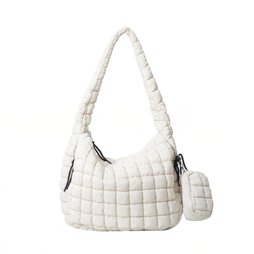 Quilted Puffer Tote Bag for Women – Large Lightweight Nylon, Cloud-Soft Hobo
